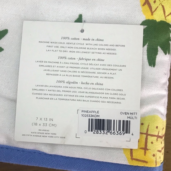 Kate Spade Pineapple Oven Mitt NWT - Picture 4 of 5